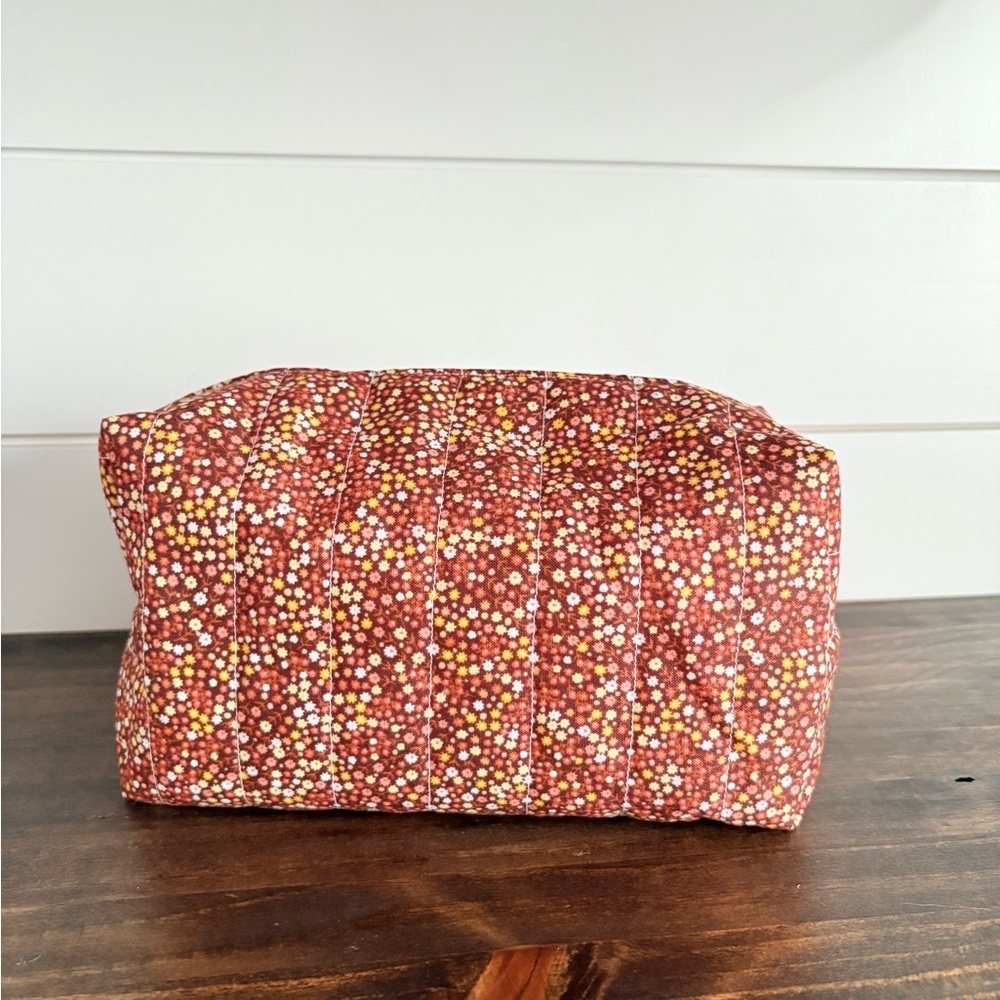Handmade Flower Print Cosmetic Make Up Bag Sz OS